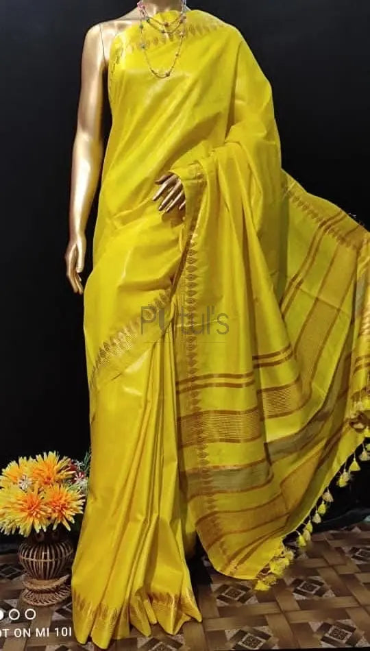 Semi tussar silk with banarasi zari border Putul's Fashion