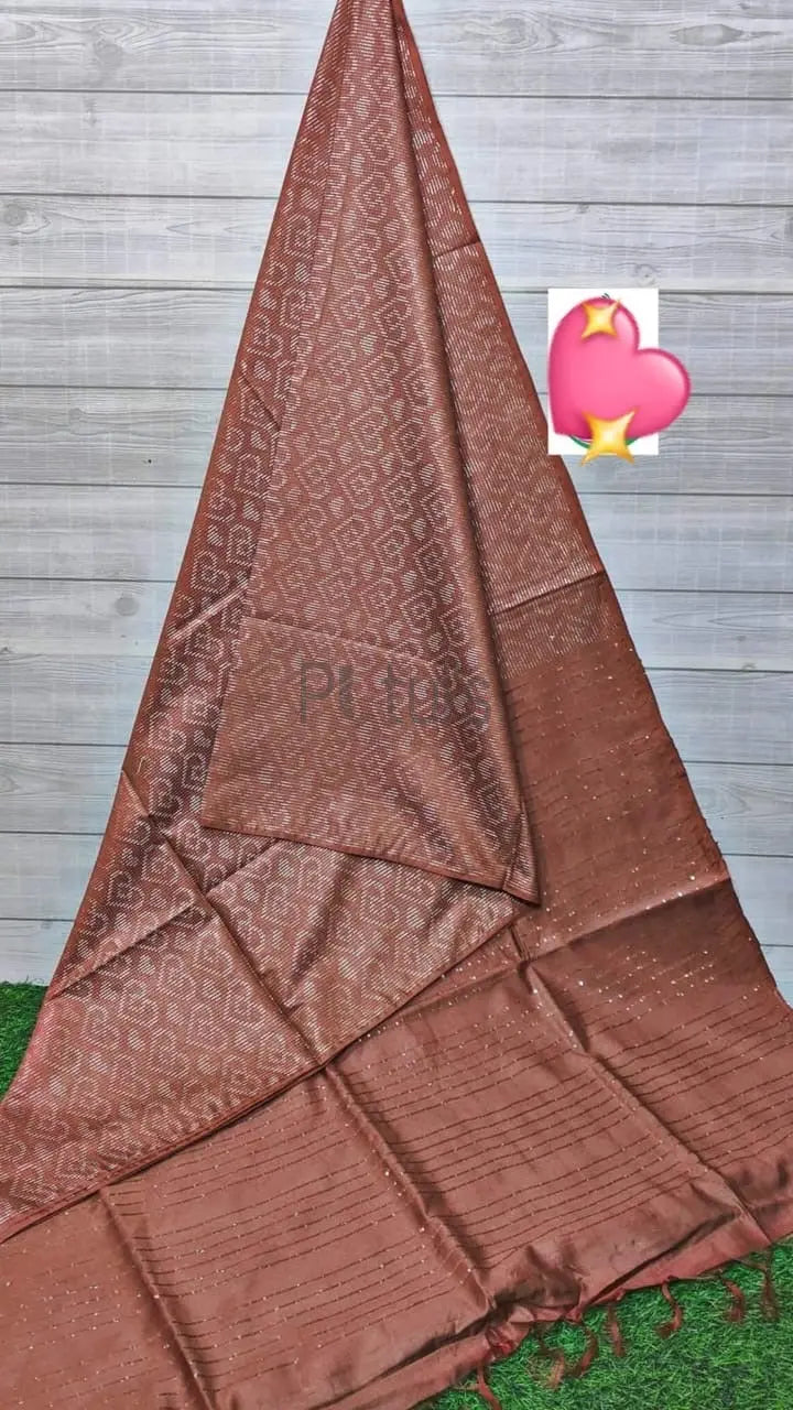 Semi tussar silk with stitching allover saree and sequins on pallu Putul's Fashion