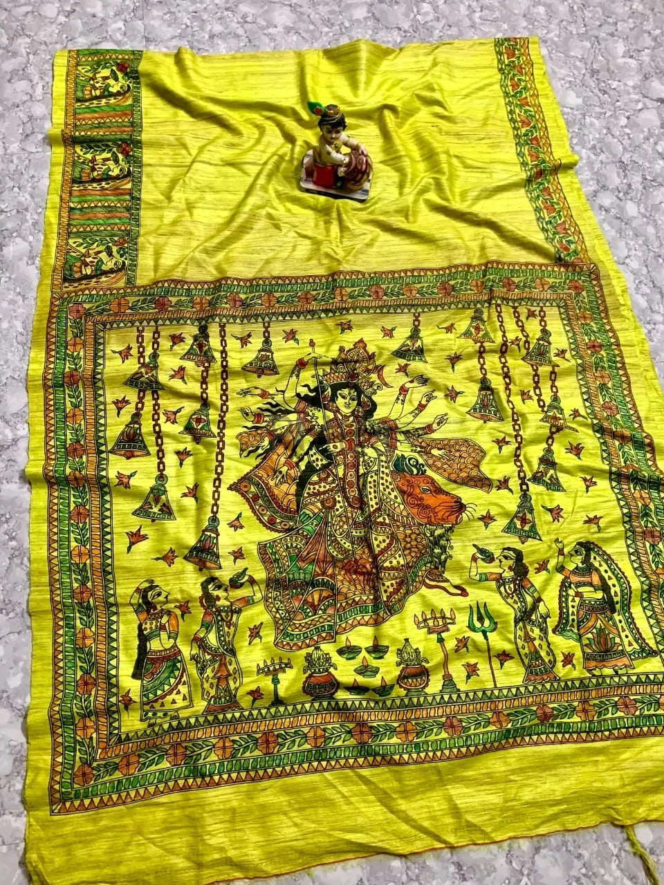 Tussar gicha madhubani handpaint saree with silkmark Putul's Fashion