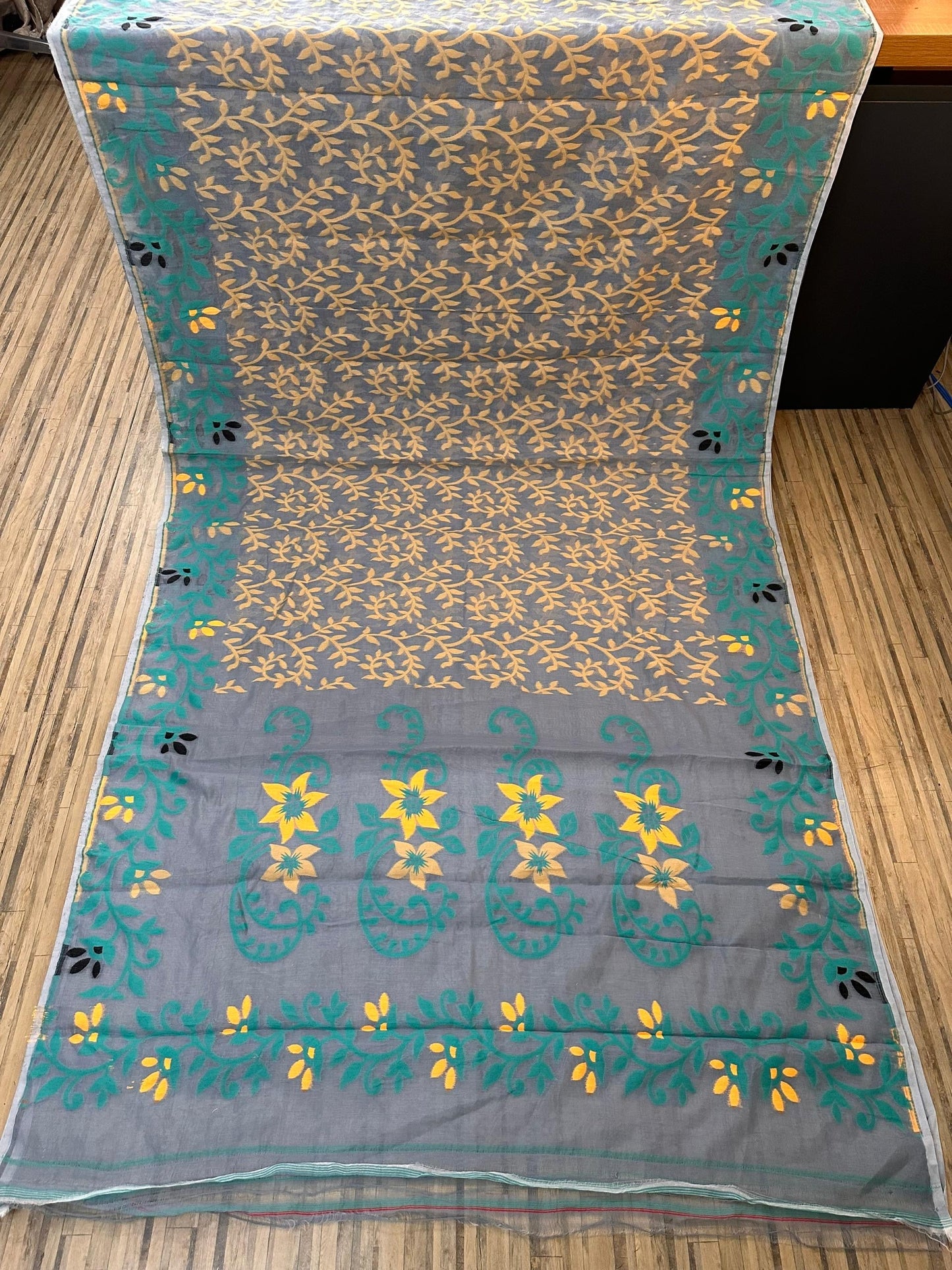 Premium quality Bengal soft dhakai jamdani saree of Bengal - Asmani - jamdani saree