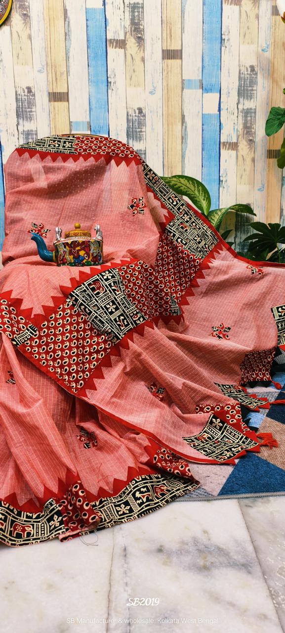 Appliqué and patch work saree on dhonekhali taant - boutique item - Taant