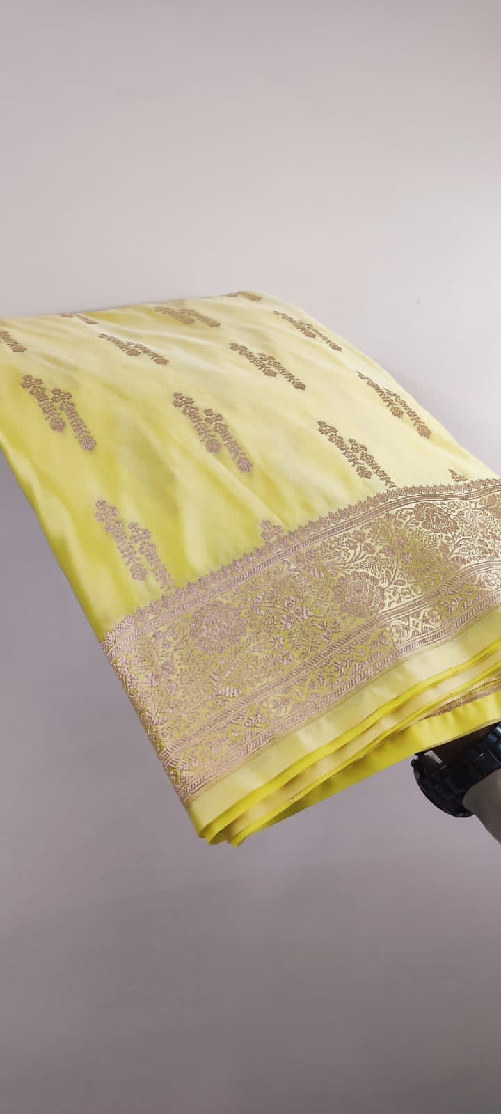 mashru katan silk saree - Yellow - Mashru katan