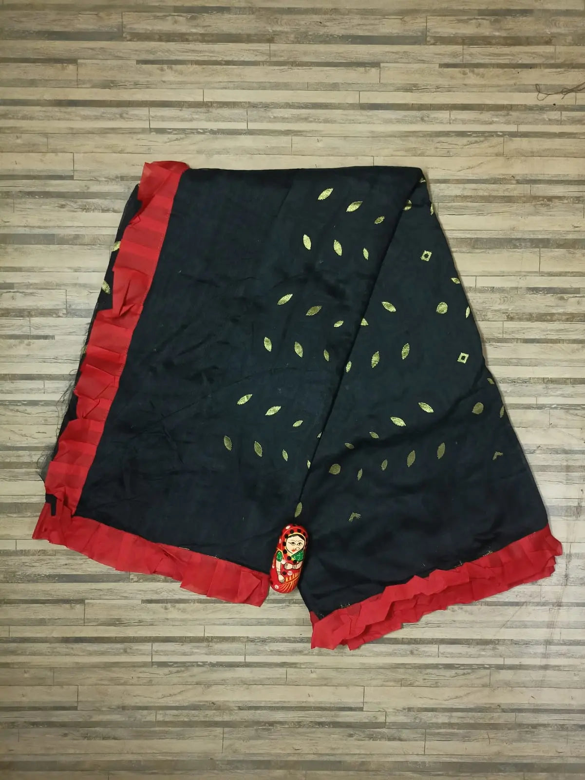 Bengal Jamdani Frill Minakari Black