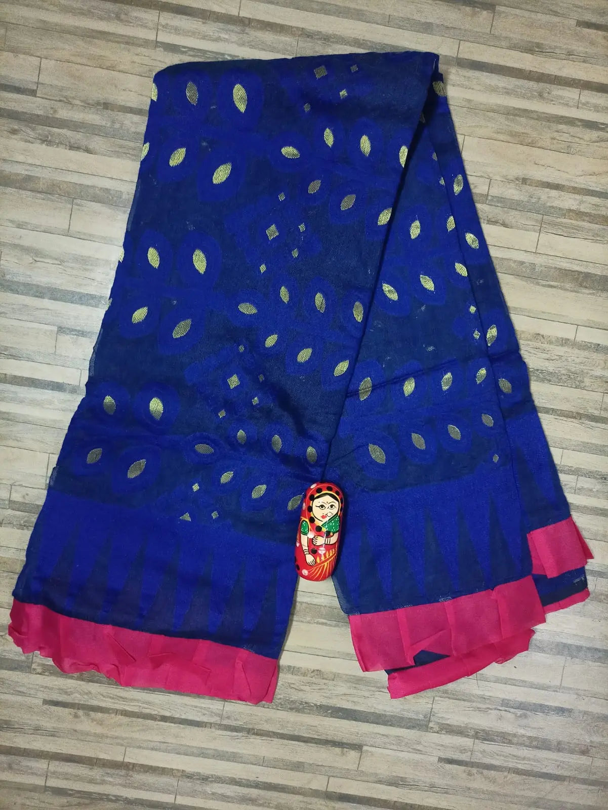 Bengal Jamdani Frill Minakari Blue