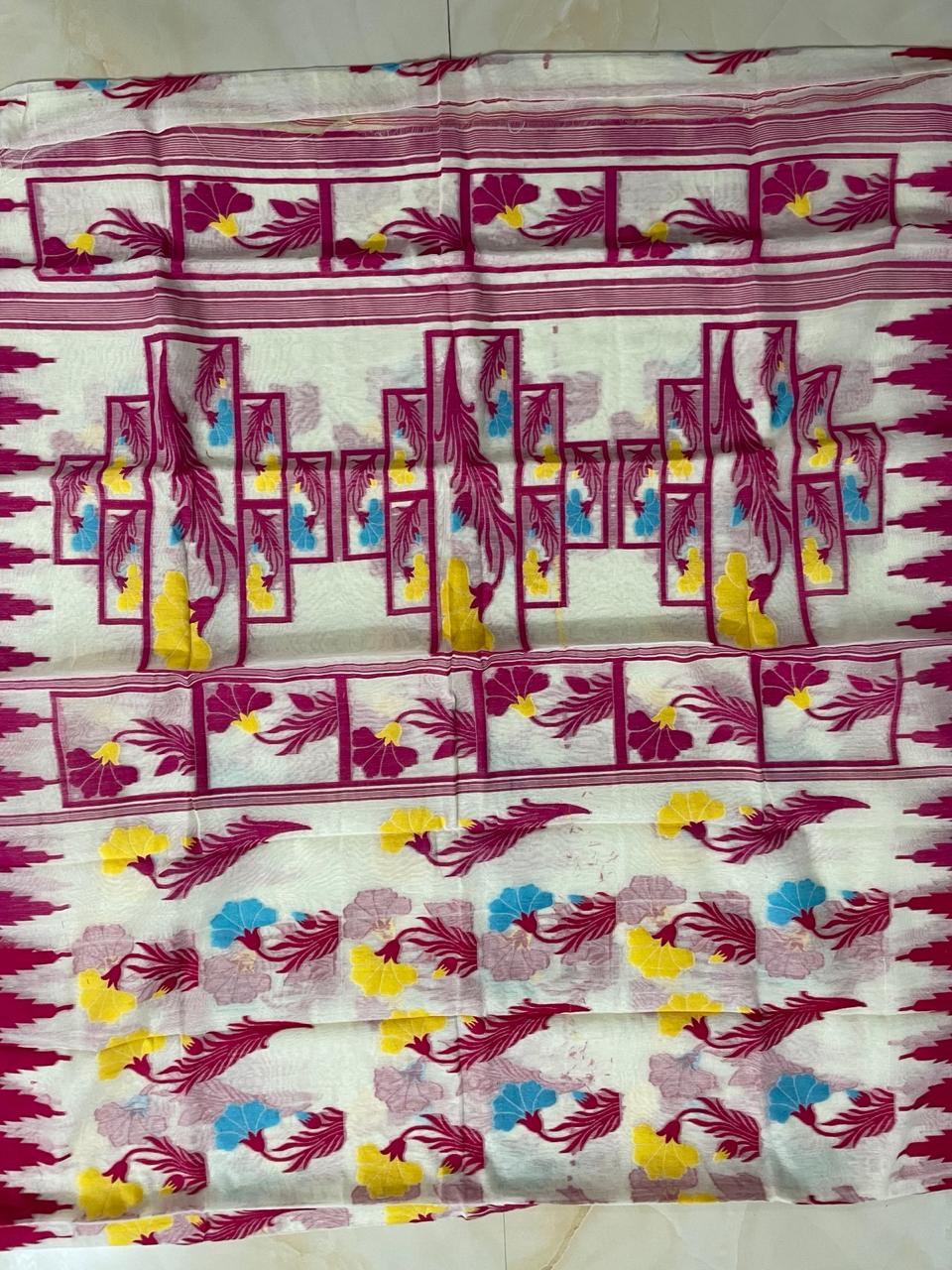 Bengal dhakai jamdani saree - White - jamdani saree