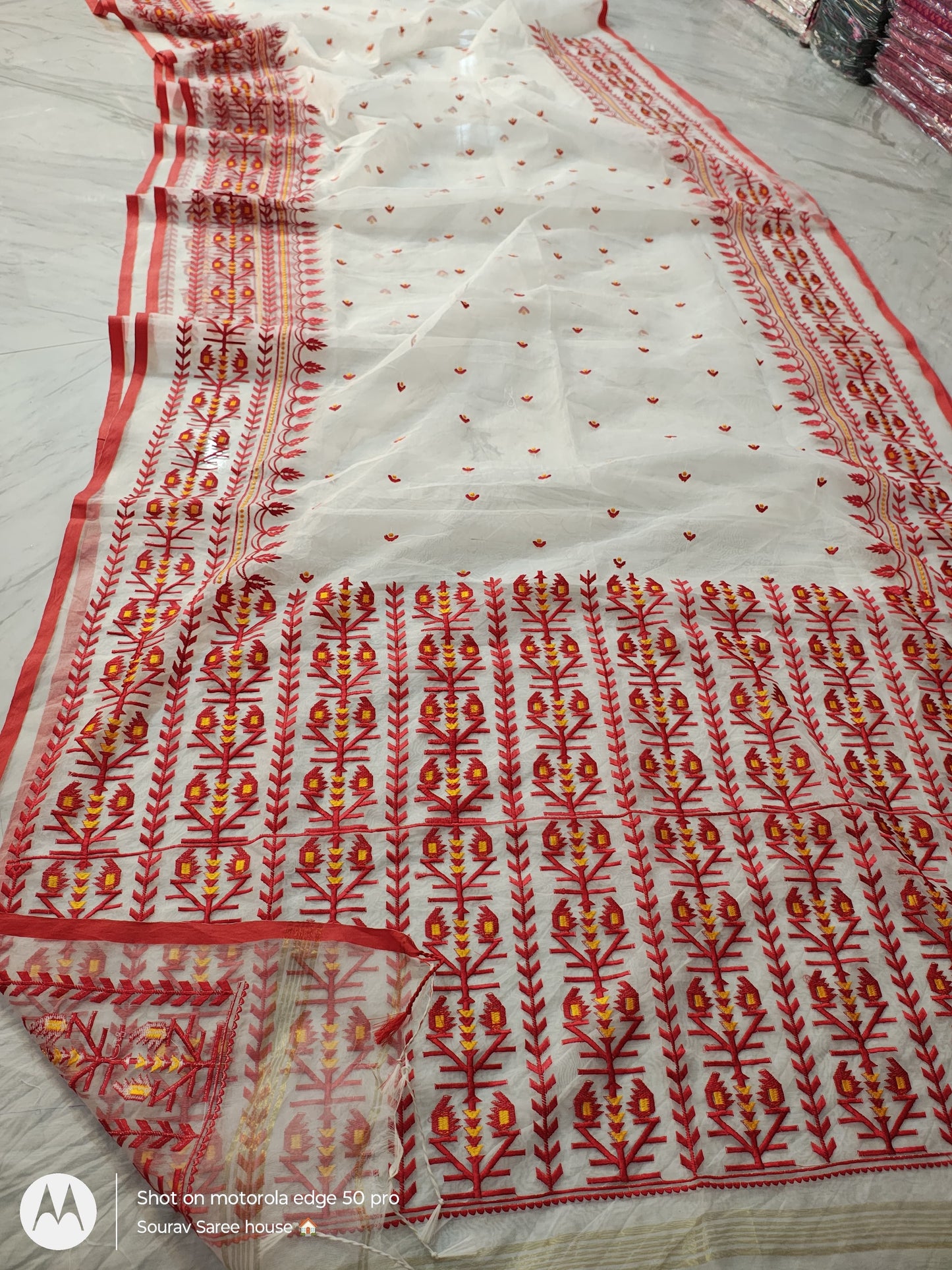 Bengal Muslin saree - White - muslin saree