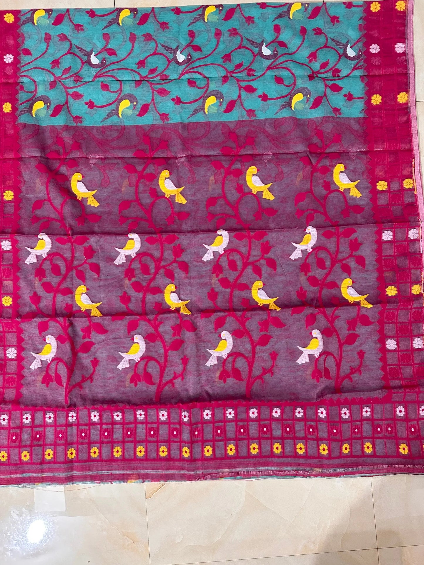 Bengal soft dhakai jamdani saree of Bengal Moyna pakhi will be chirping Putul's Fashion