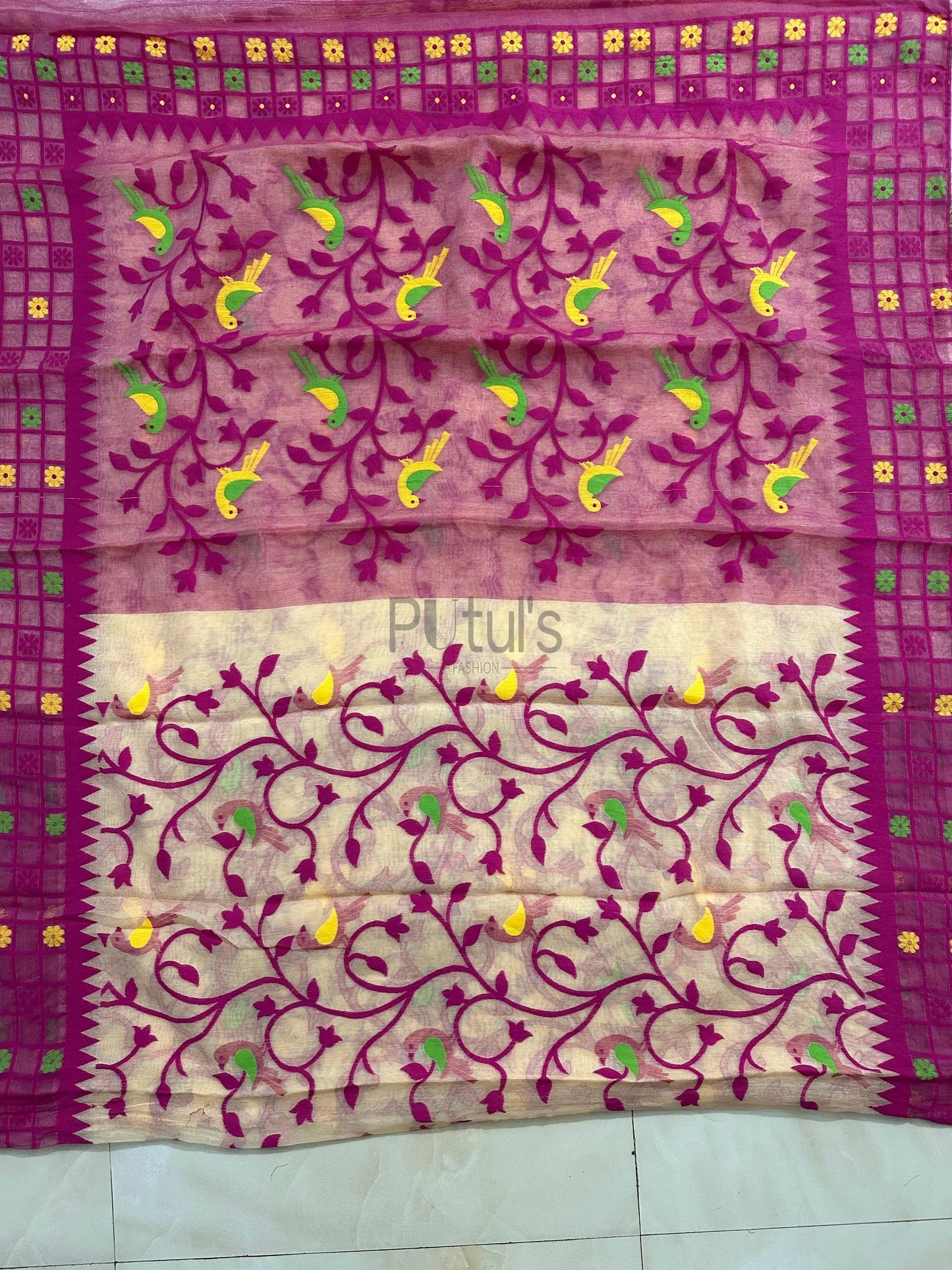 Bengal soft dhakai jamdani saree of Bengal Moyna pakhi will be chirping Putul's Fashion