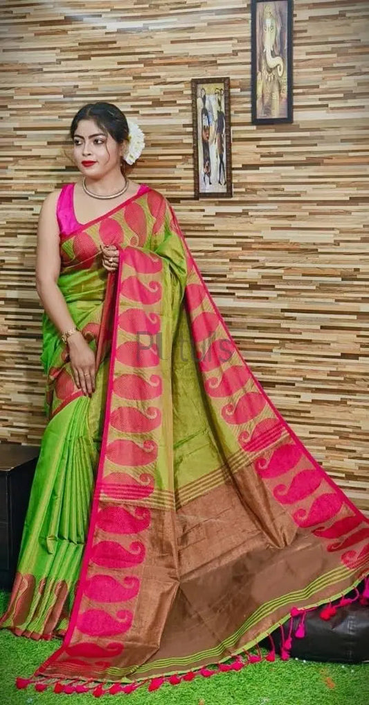 Bengal tissue handloom saree with blouse piece Putul's Fashion