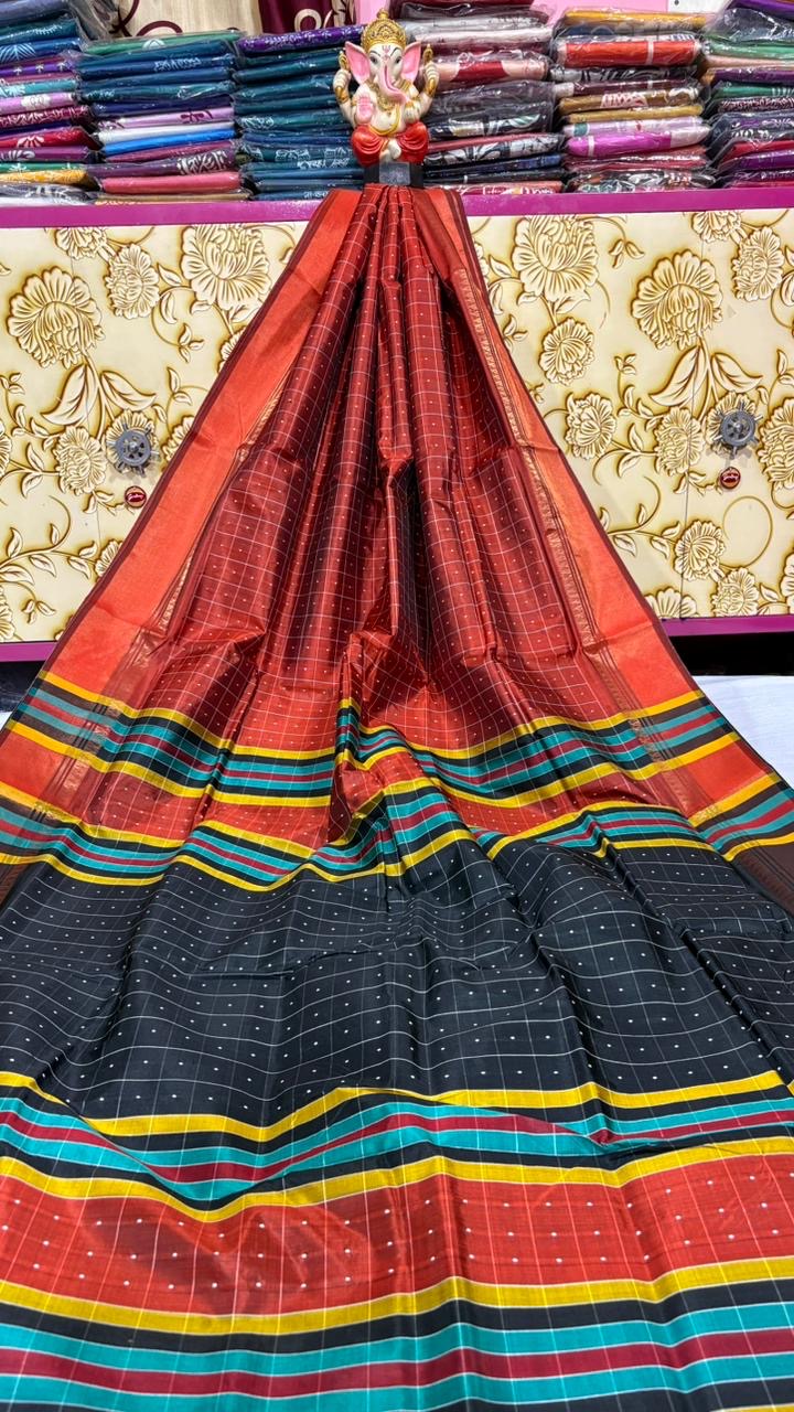 Bishnupur Katan Silk Saree by Putul’s Fashion Silk Mark Certified - Red - Bishnupur silk