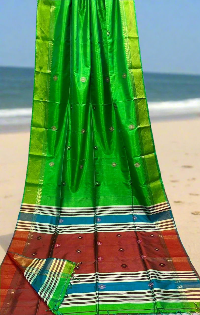 Bishnupur Kolakhetra katan silk saree silk mark certified - Bishnupur silk