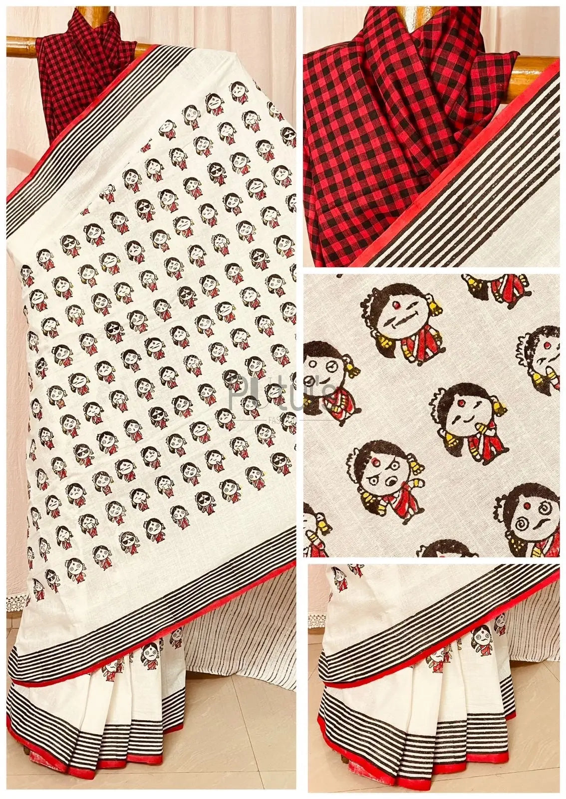 Block print saree of Bengal signature saree on cotton Putul's Fashion