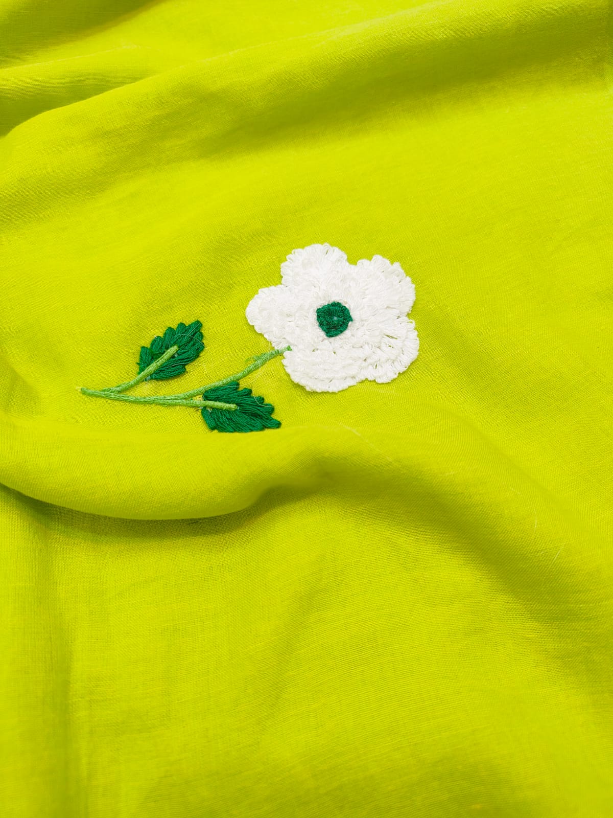 Celeb inspired 120 count Mul cotton embroidery neon green - Mul cotton