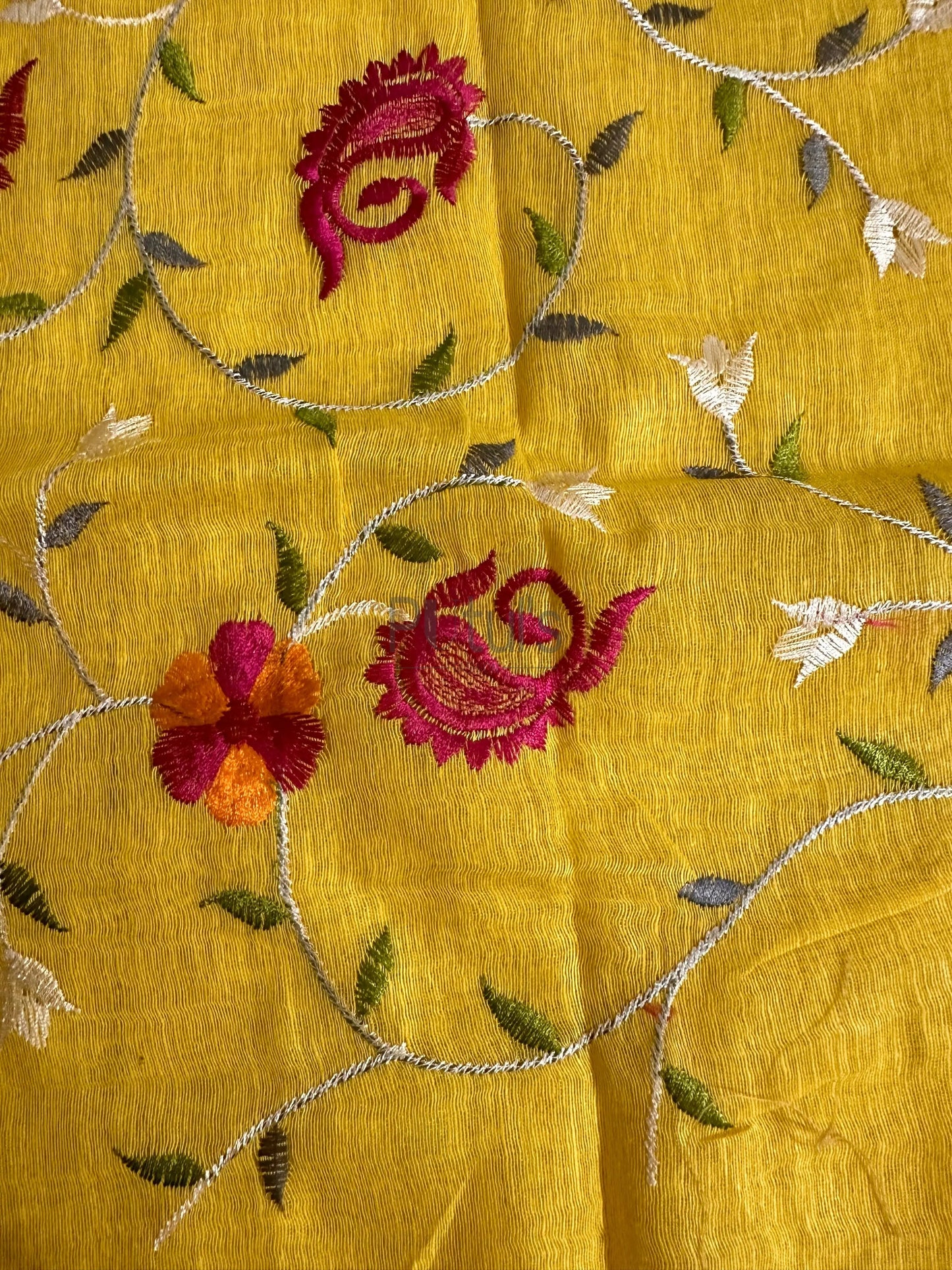 Computer embroidery work on kota linen silk saree Putul's Fashion