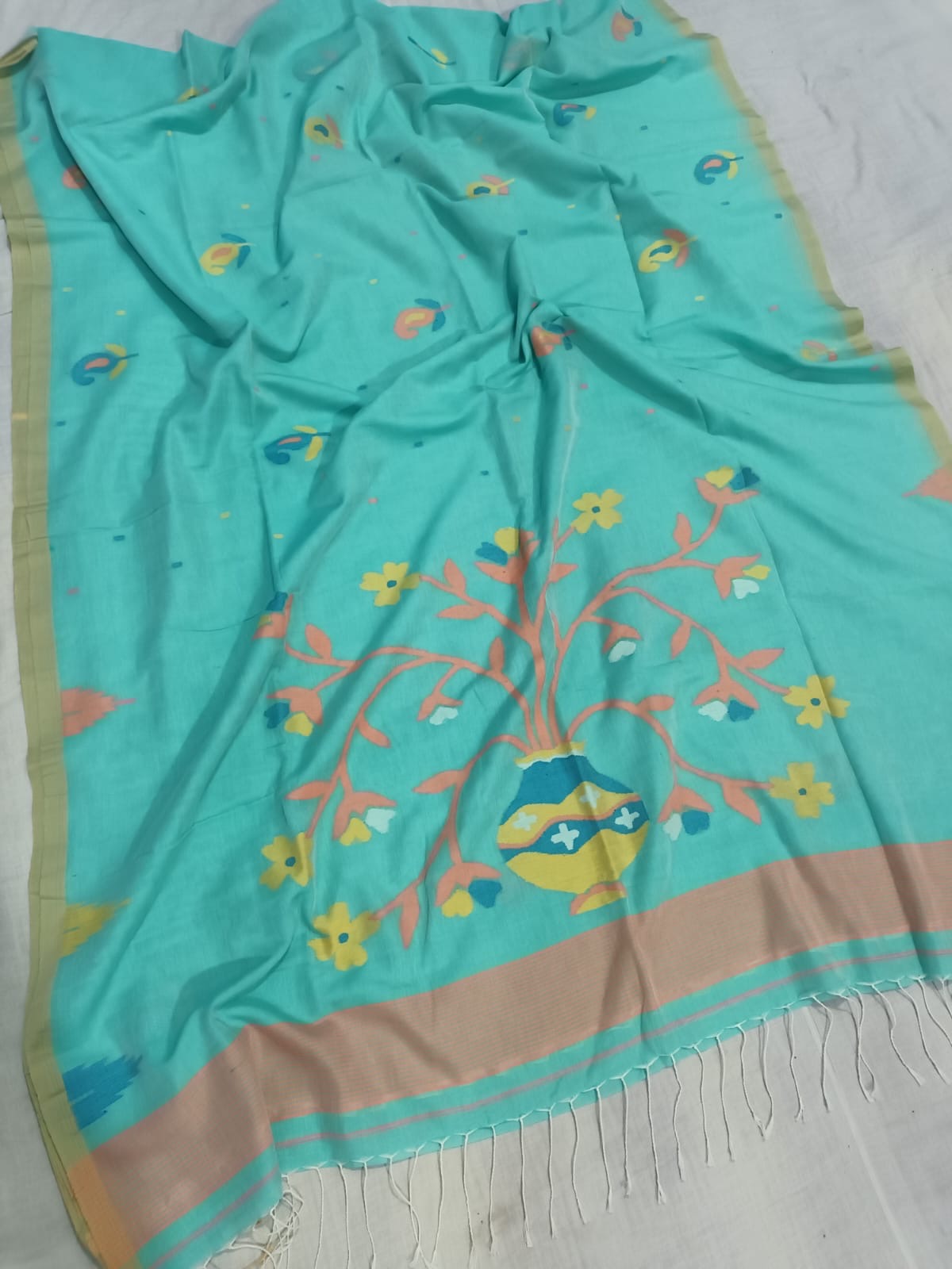 Cotton jamdani saree of Bengal with blouse piece