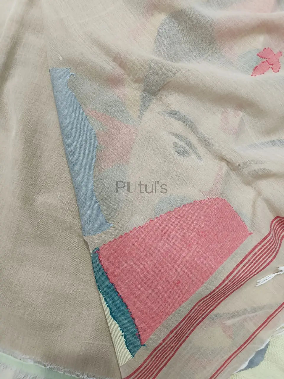 Cotton jamdani saree purely handmade Putul's Fashion