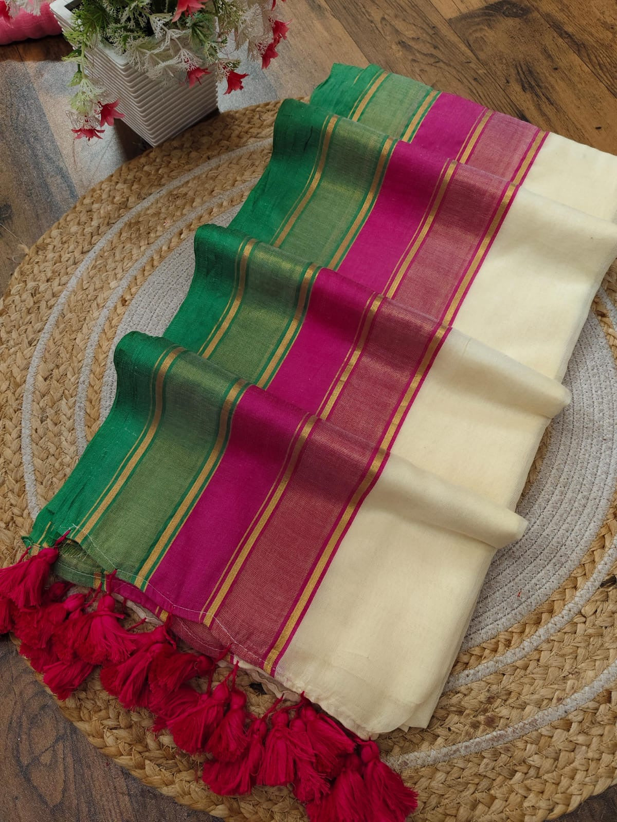 120 count Mul cotton saree without blouse Mul cotton