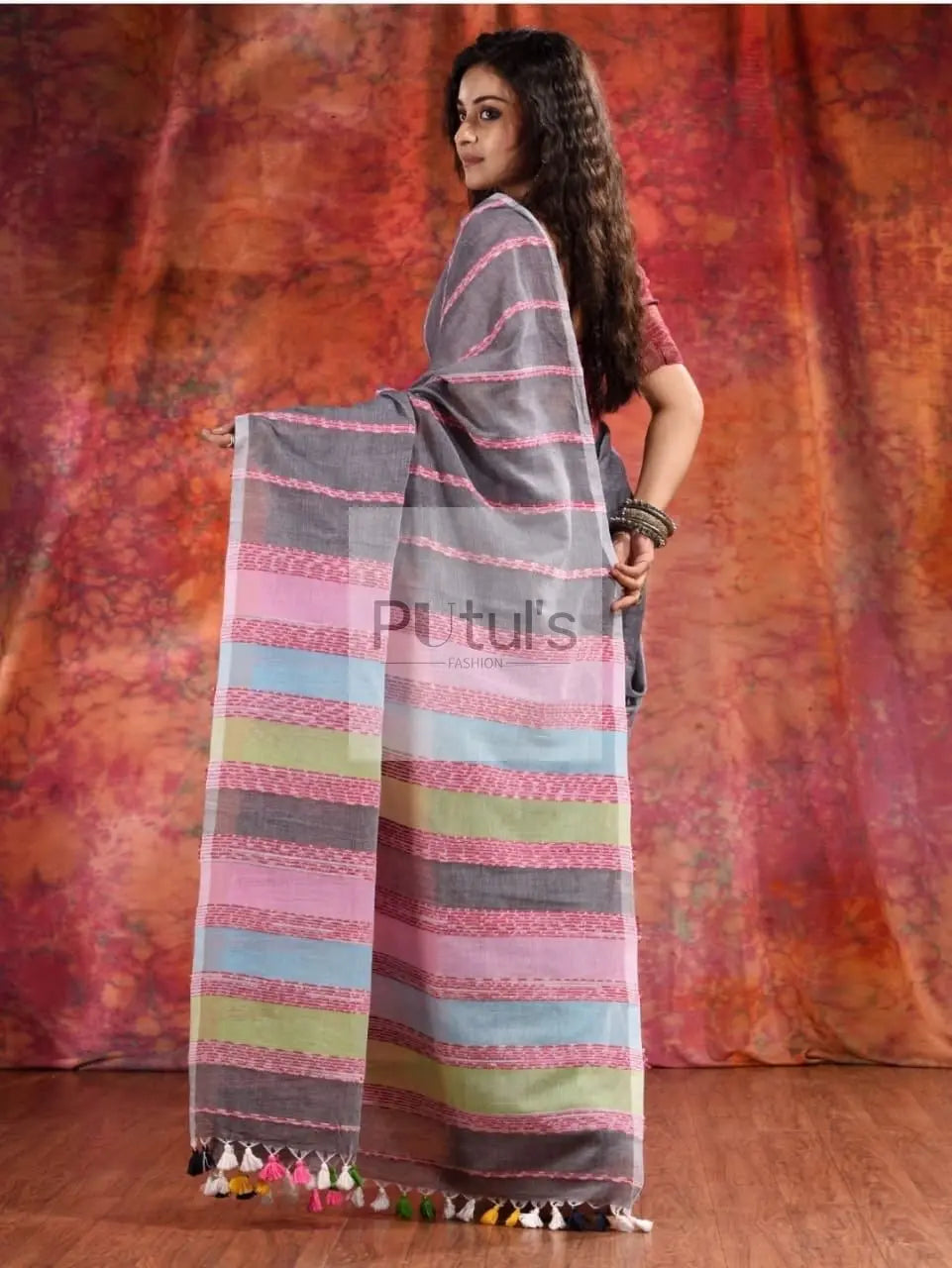 Khadi cotton khesh saree Putul's Fashion