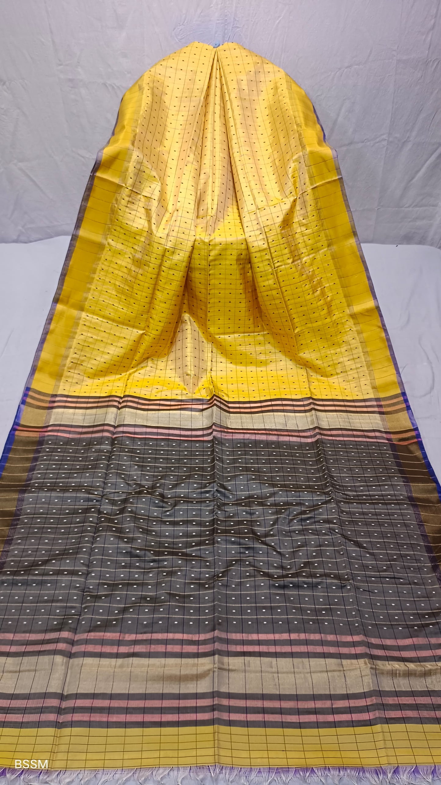 Exclusive Bishnupur Bomkai Silk Saree Collection in Vibrant Checks and Patterns - Yellow - Bishnupur silk