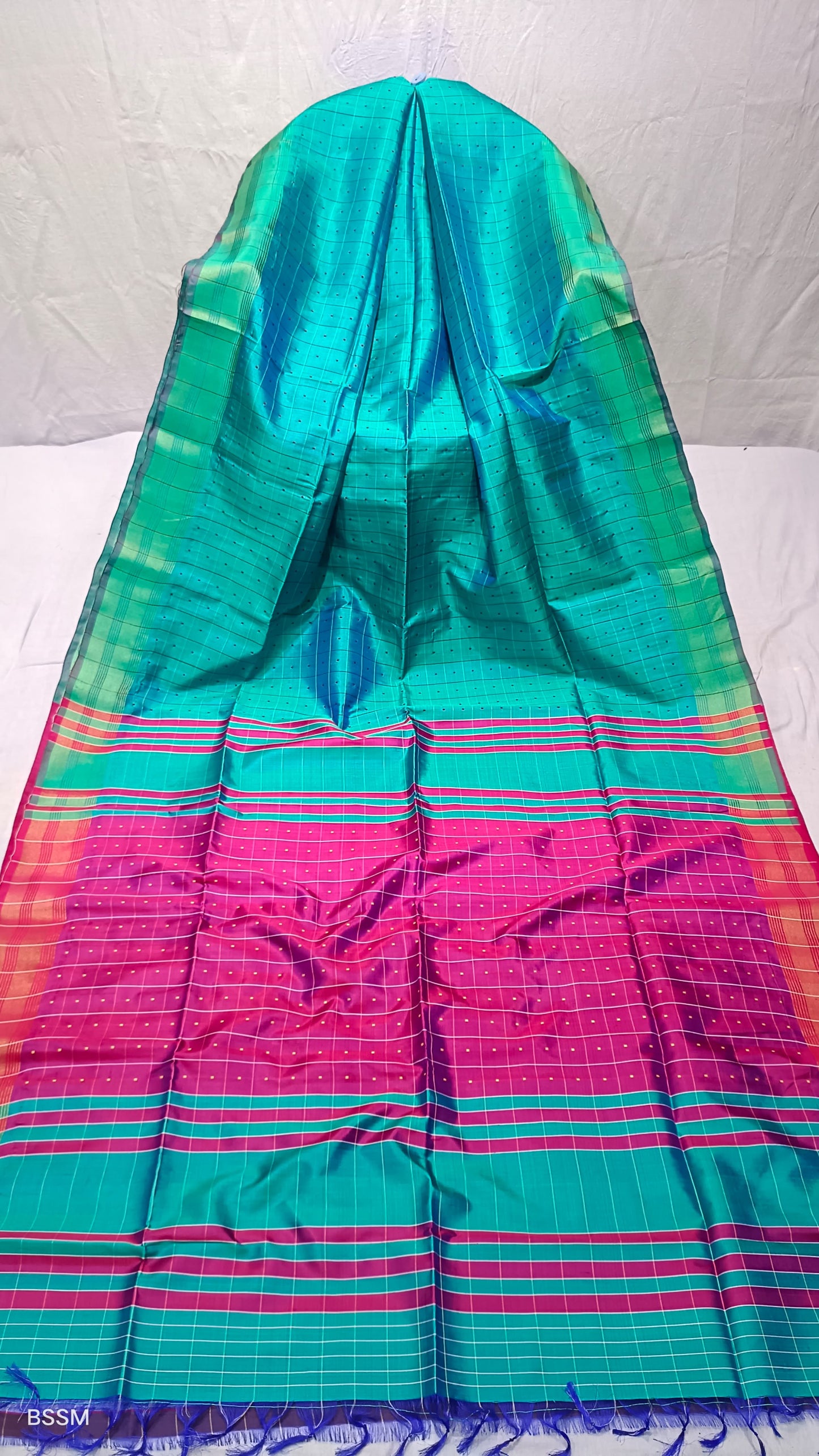 Exclusive Bishnupur Bomkai Silk Saree Collection in Vibrant Checks and Patterns - Firoza - Bishnupur silk