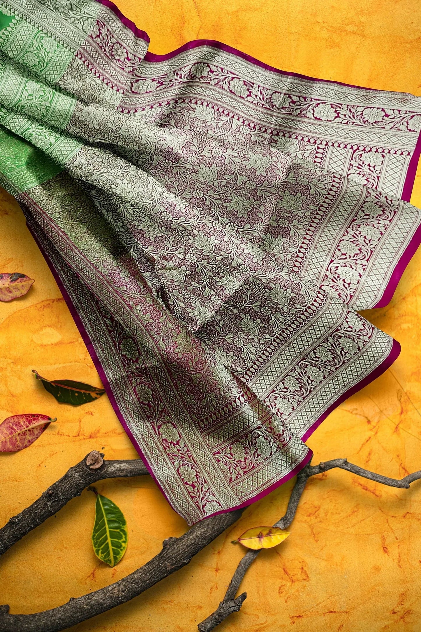 katan banarasi silk-parrot green rani Putul's fashion