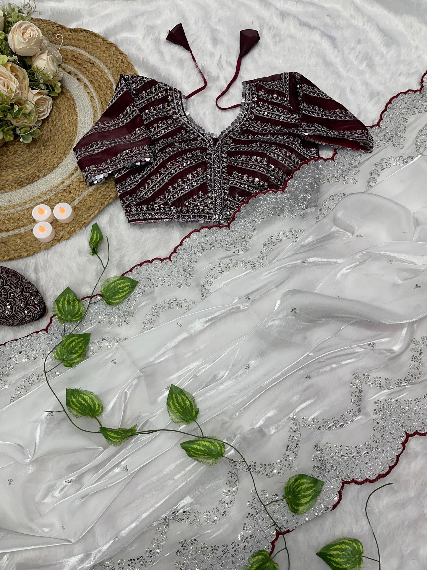 Jimmy Choo saree with stitched blouse of 38 inch - Zimmy