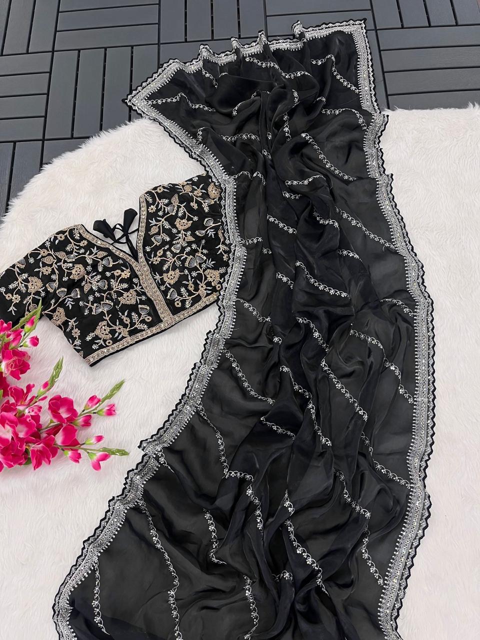 Jimmy choo sequins saree - Black