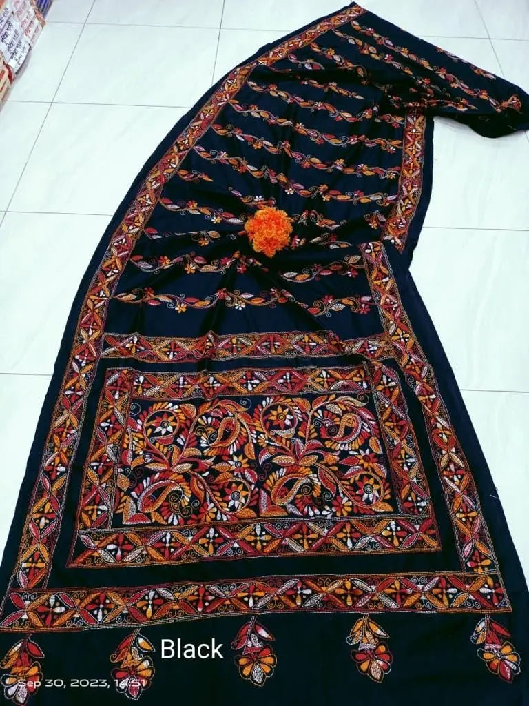 Gujrati Kantha stitch saree Putul's Fashion