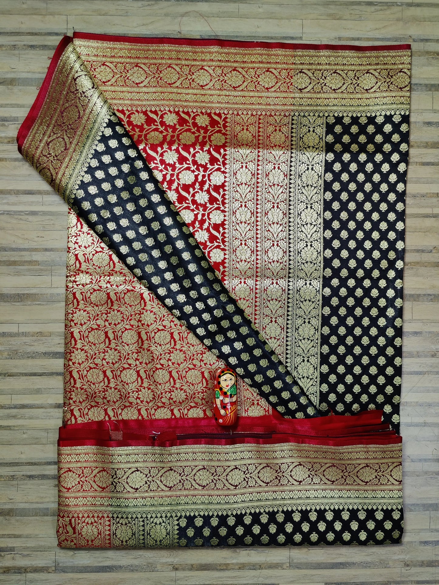 katan banarasi silk-black red Putul's fashion