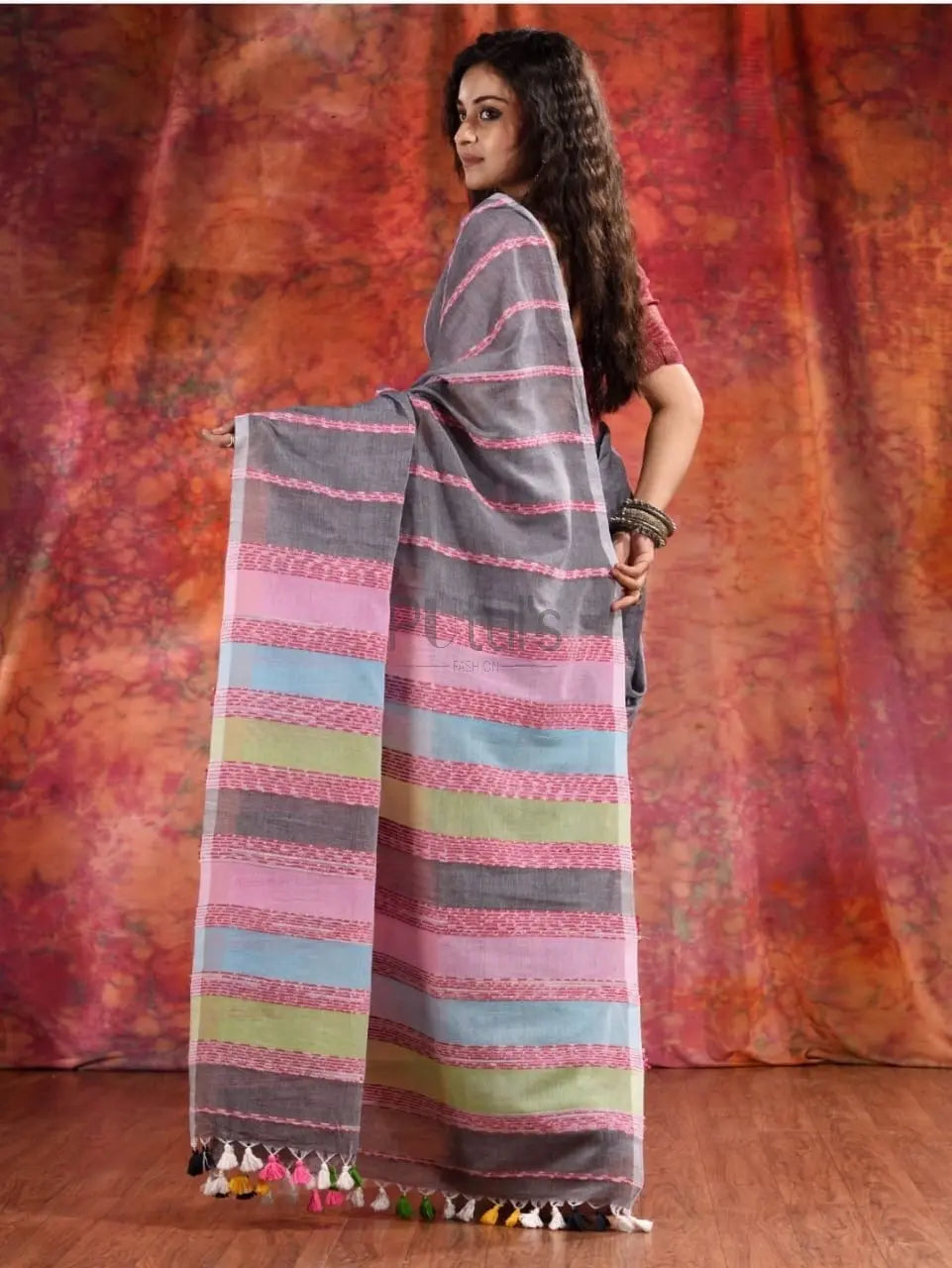 Khesh cotton saree - Ash