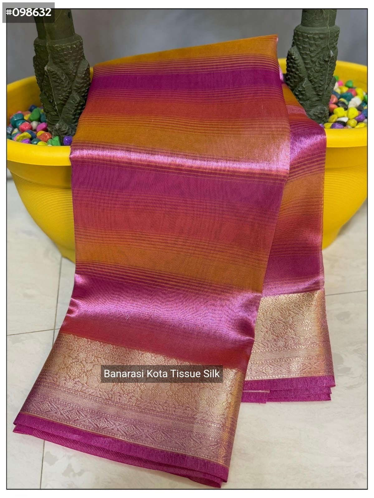 Kota tissue banarasi silk saree - Pink