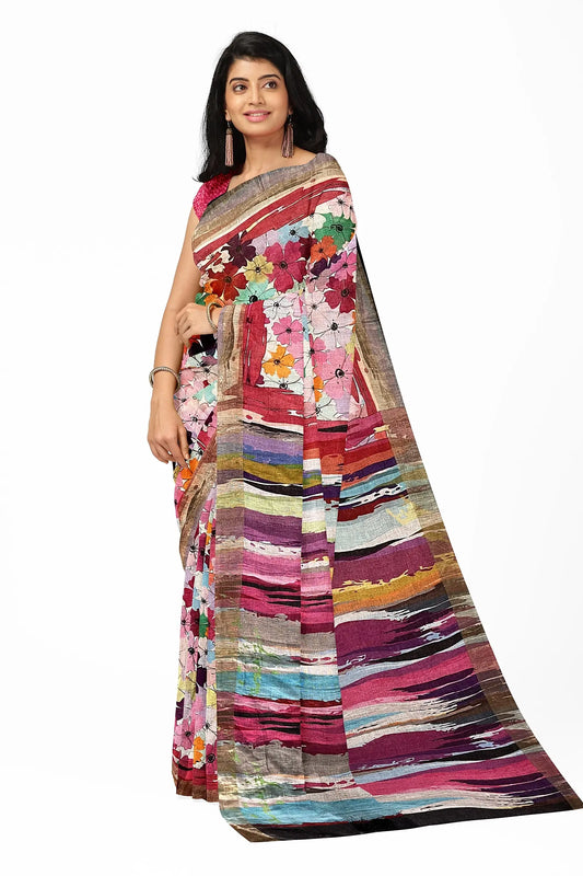 linen digital print 120 count 100% pure linen Putul's fashion