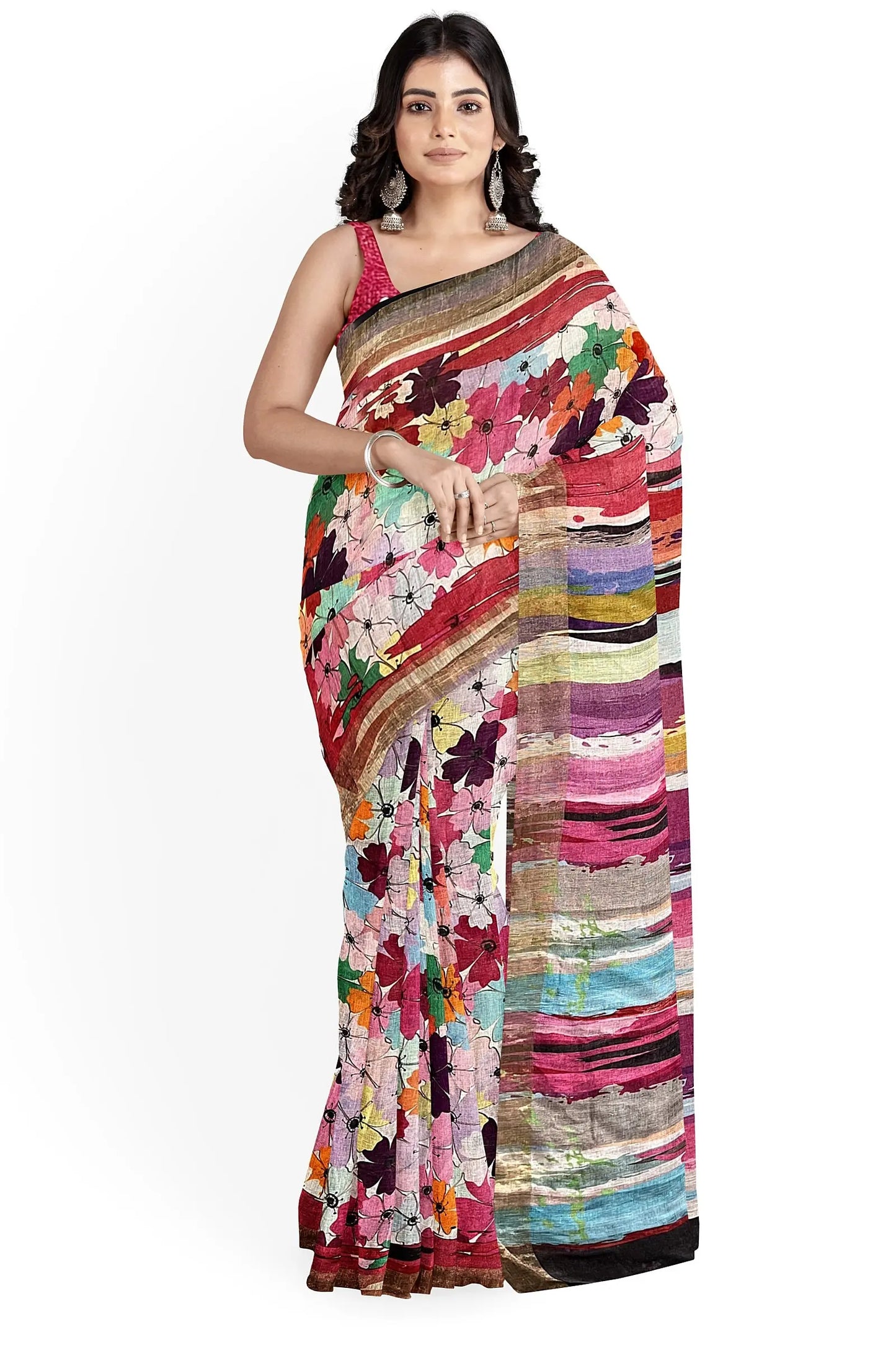 linen digital print 120 count 100% pure linen Putul's fashion