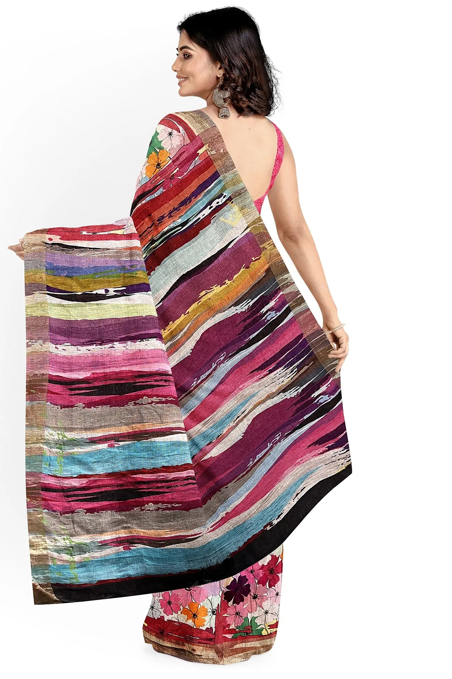linen digital print 120 count 100% pure linen Putul's fashion