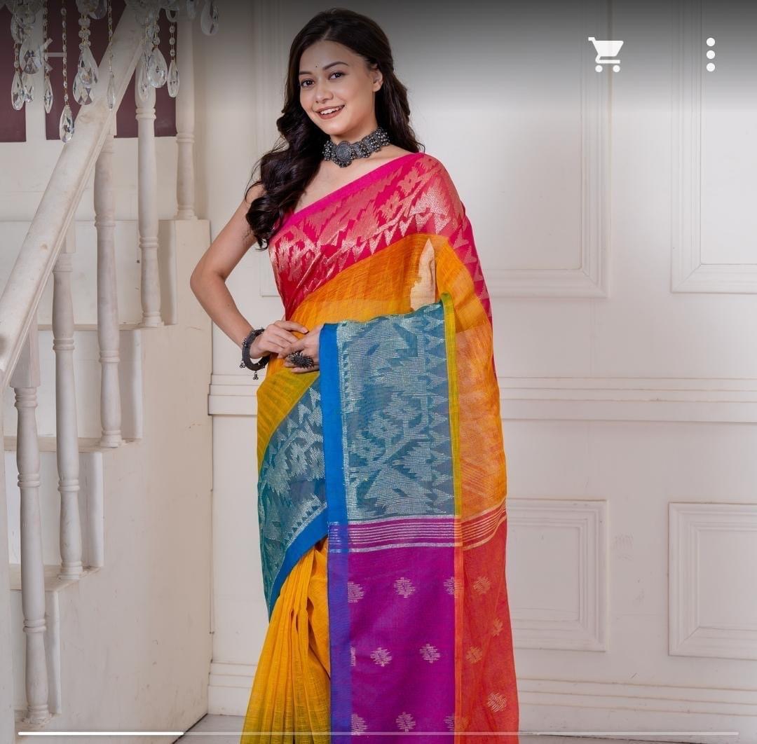 Linen karat jamdani - Multi