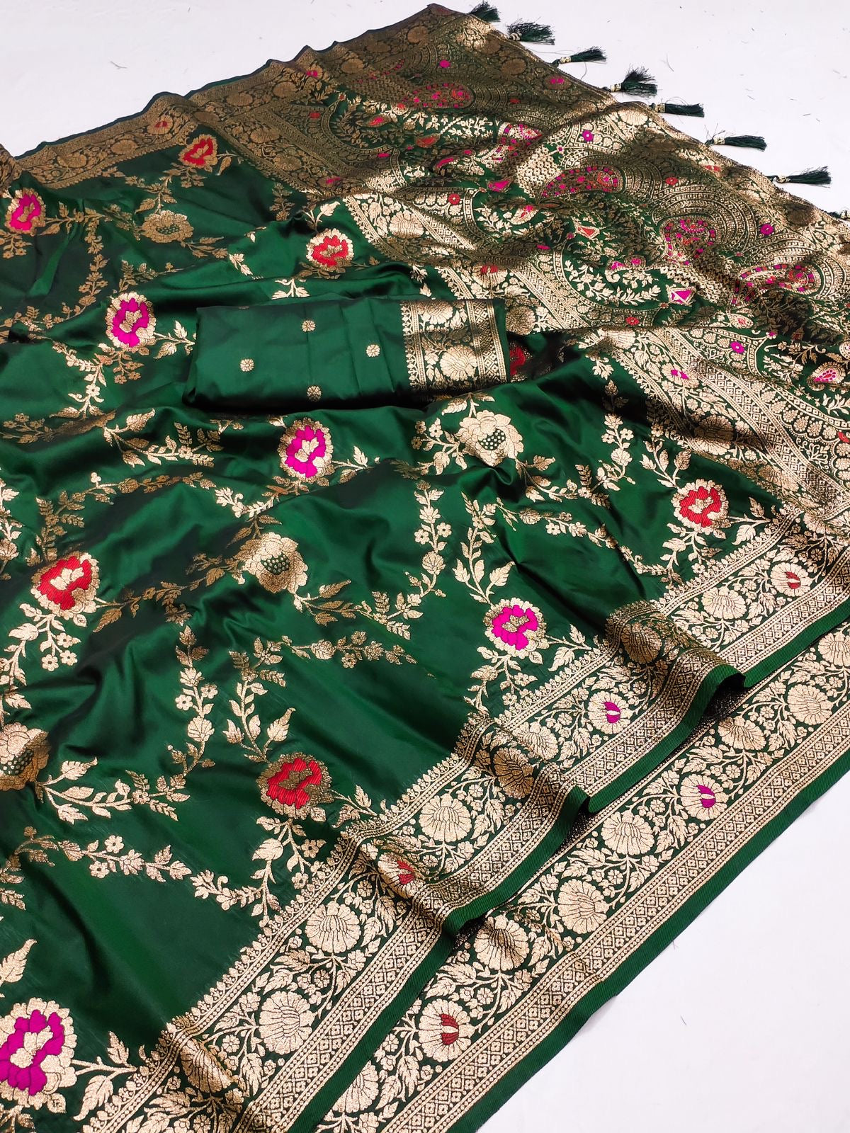 Minakari jaal katan silk saree