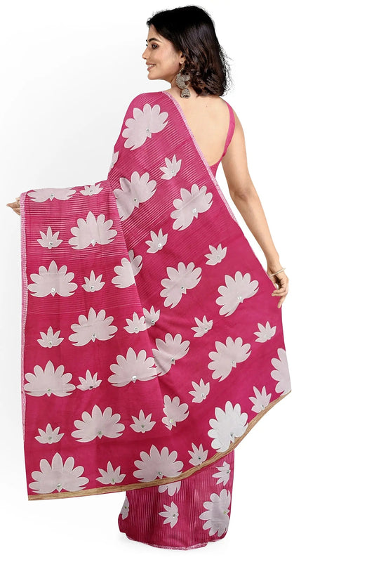 Applique saree on noyel fabric Putul's fashion