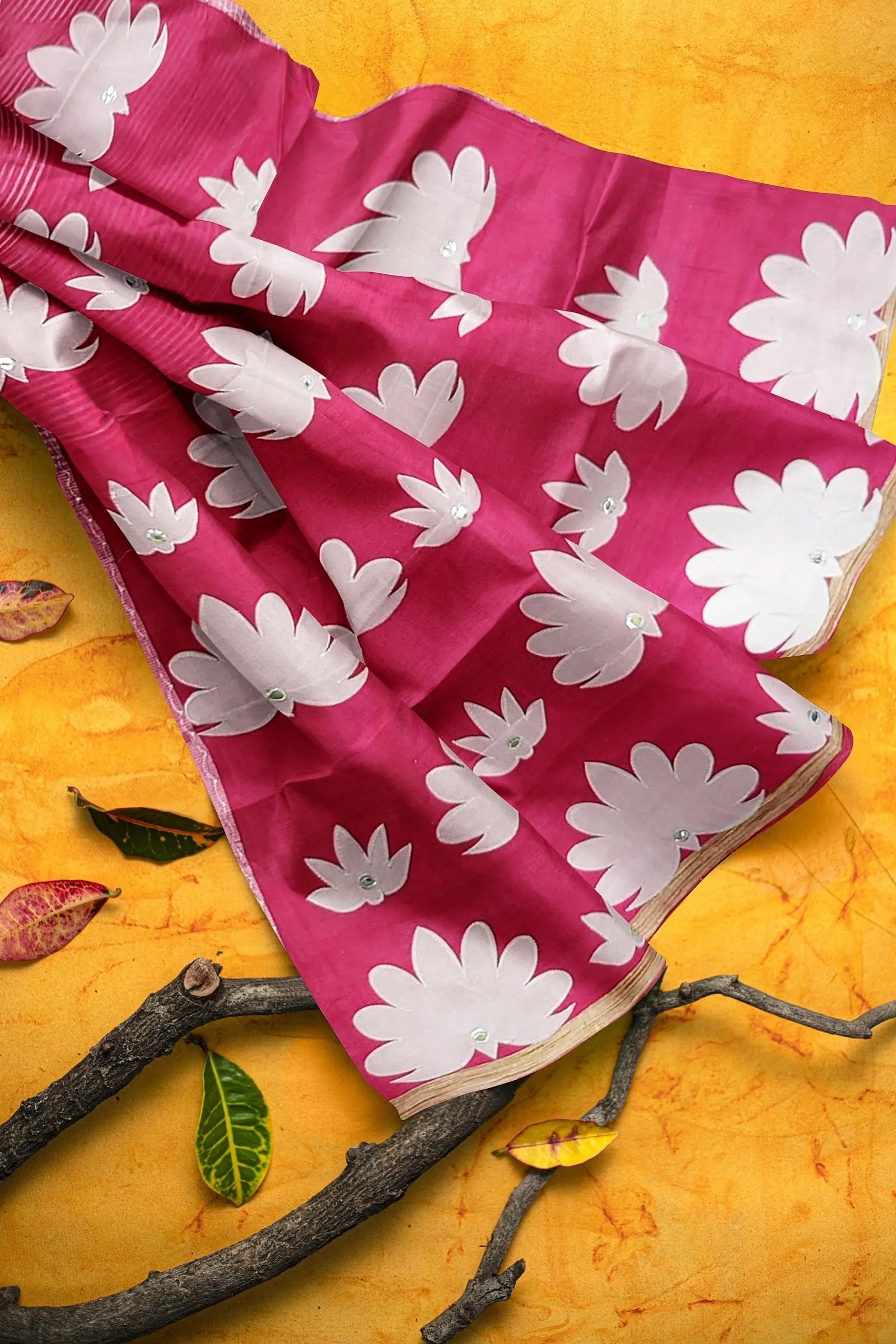 Applique saree on noyel fabric Putul's fashion