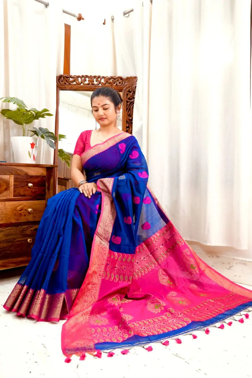 muslin jamdani saree mango motif weaving Putul's fashion