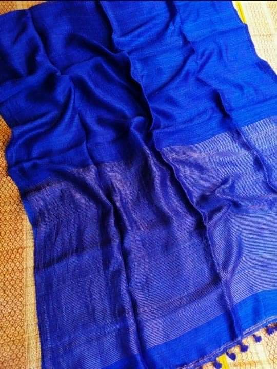 Plain Matka Saree Elegant Traditional Indian Clothing Blue