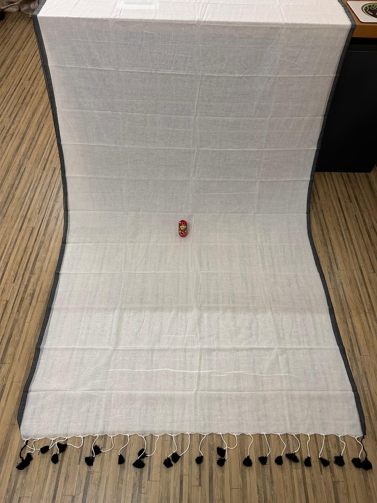 Pure white cotton saree black border - cotton saree