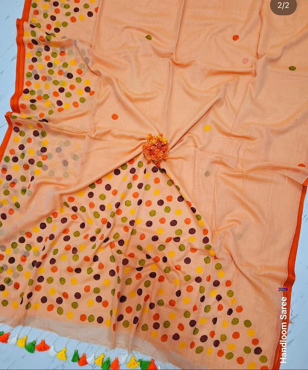Raindrop mul cotton saree - mal