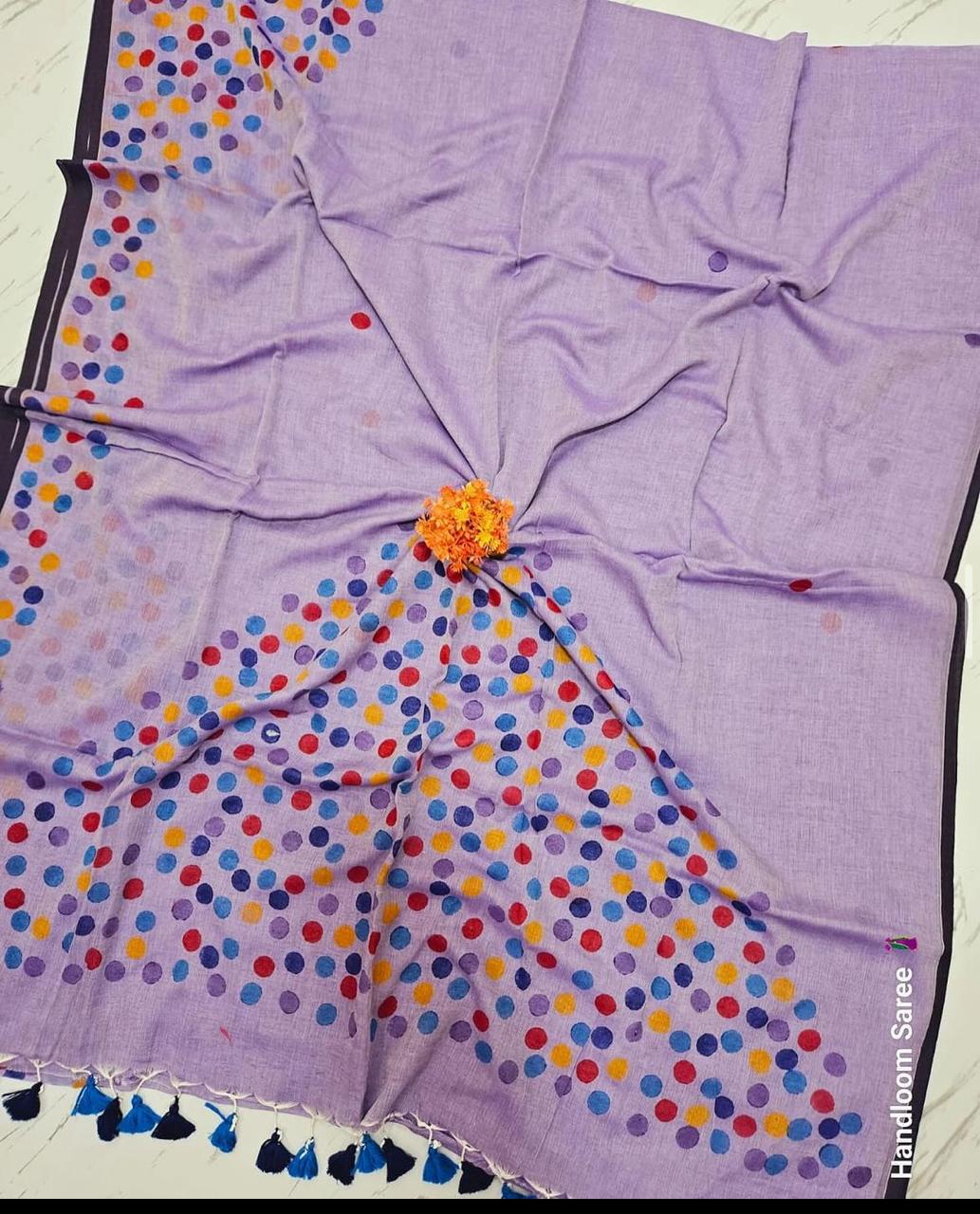 Raindrop mul cotton saree - mal