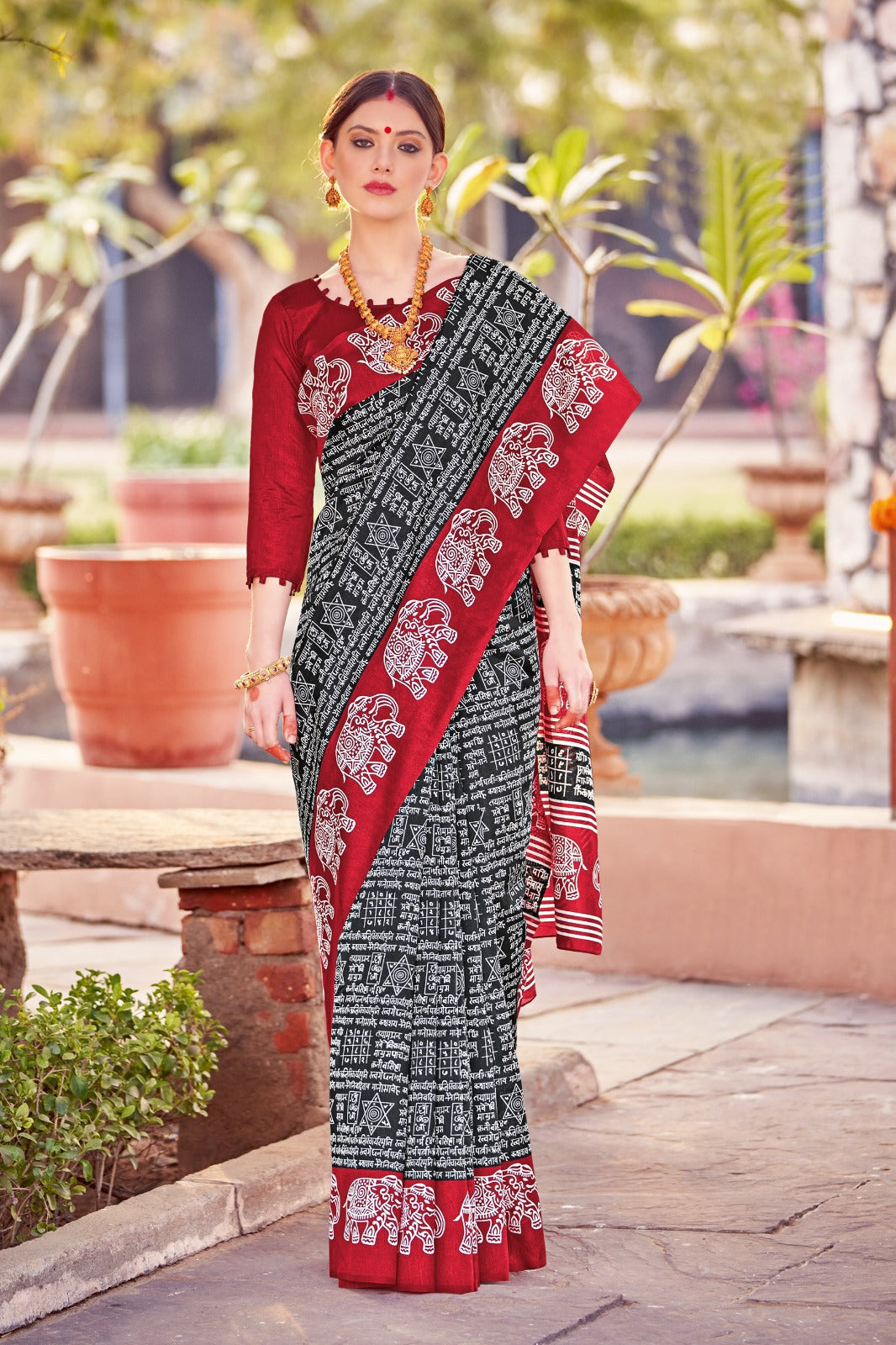 Replica of Murshidabad silk saree - Elephant