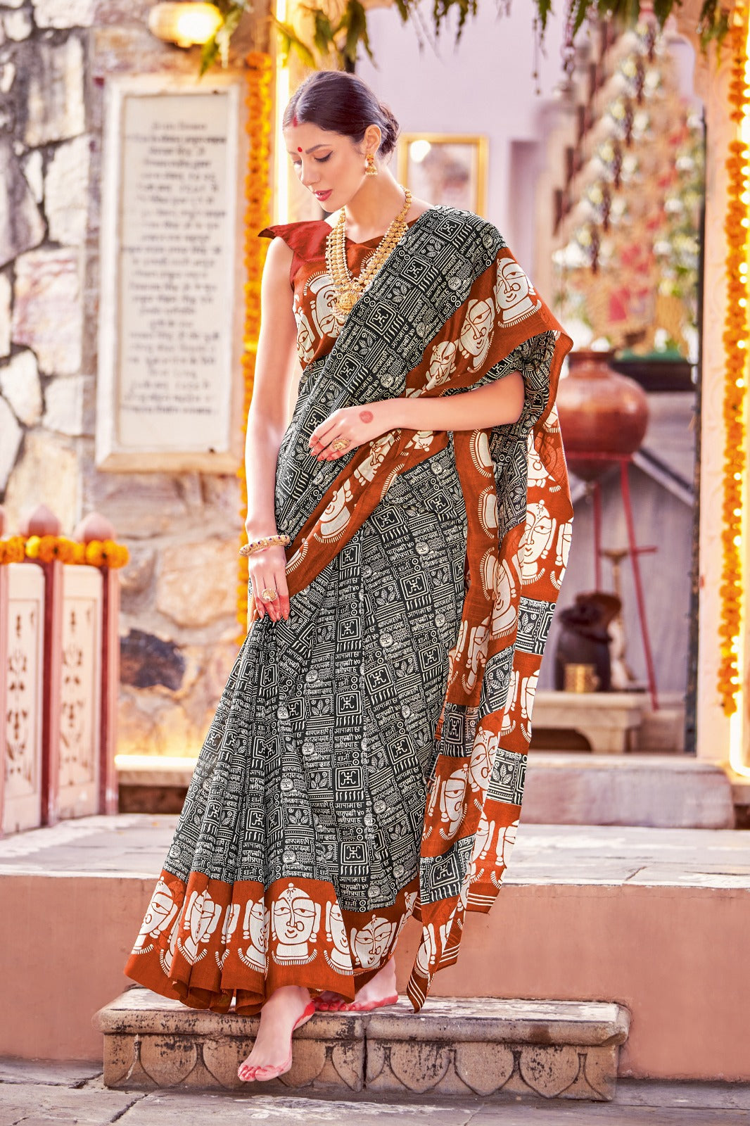 Replica of Murshidabad silk saree - Multi