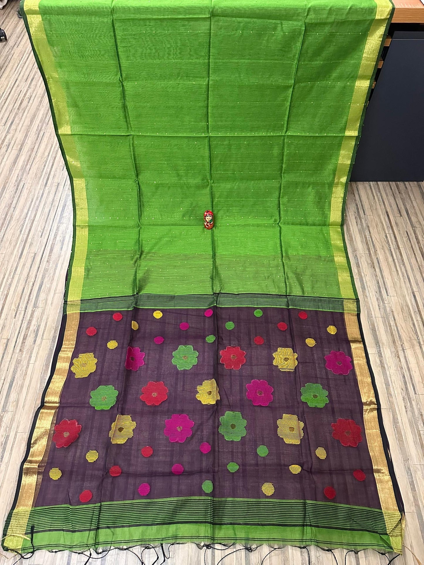 Semi motka sequins saree jamdani pallu