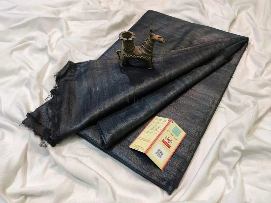 Single dye gicha tussar silk saree silk mark certified Putul's Fashion