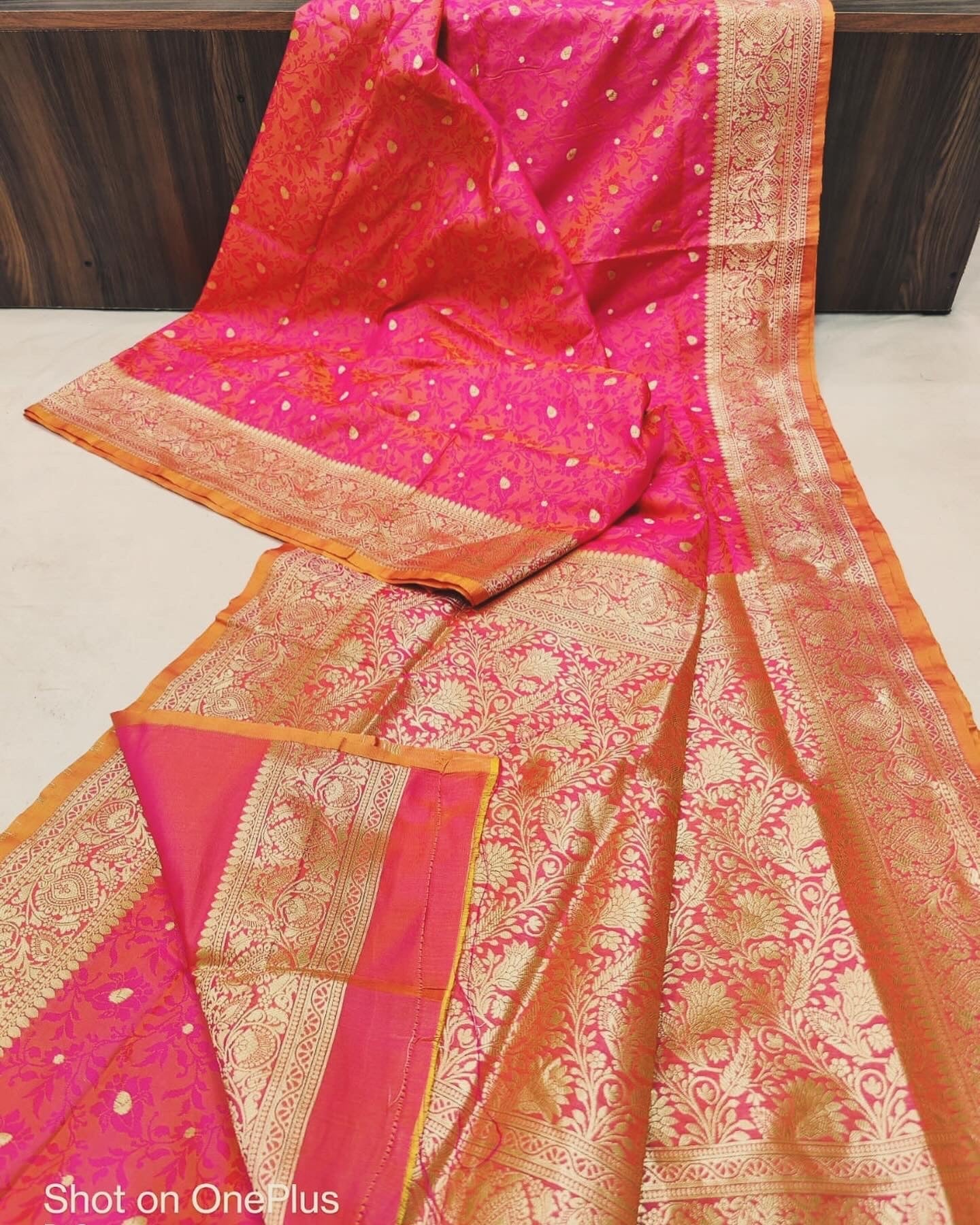 Tanchui katan banarasi saree - Orange