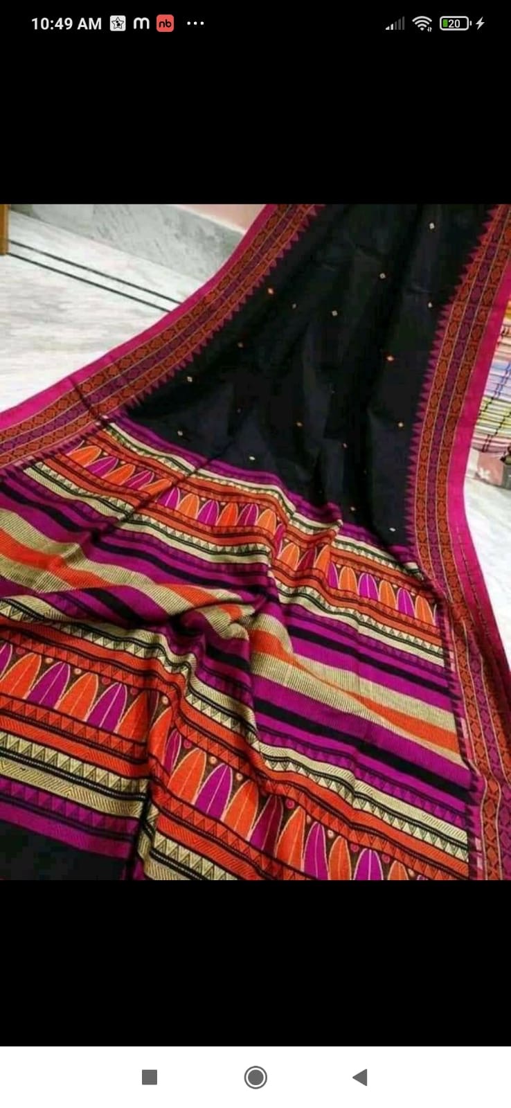 Yellow coloured dongria motif cotton saree - Black - cotton saree