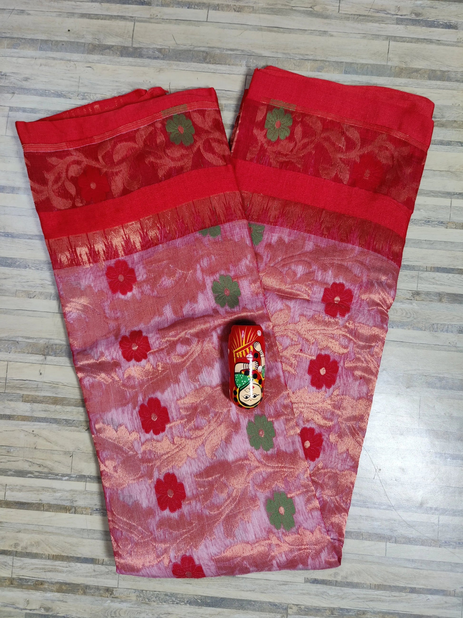 Bengal Jamdani Rongabati copper White Red